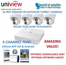 Uniview 4 Channel NVR301-04LB-P4 + 4x 2MP Turret IP Cameras CCTV Kit | PoE | IP67 | 30m IR | Ultra 265
